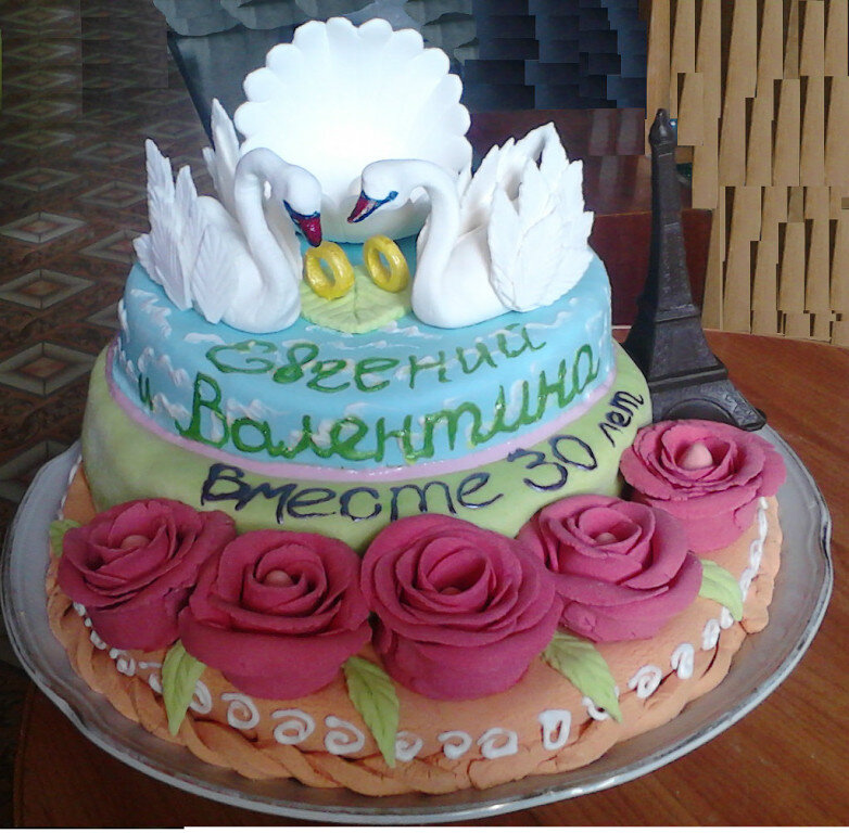 Мой первый торт на заказ, мастику делала сама из маршмеллоу