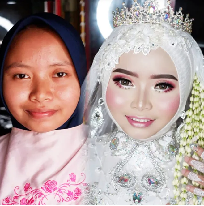 Годовой запас шиммера ушел на эту девушку, обе фотографии красивые, но между этими двумя девушками - ничего общего