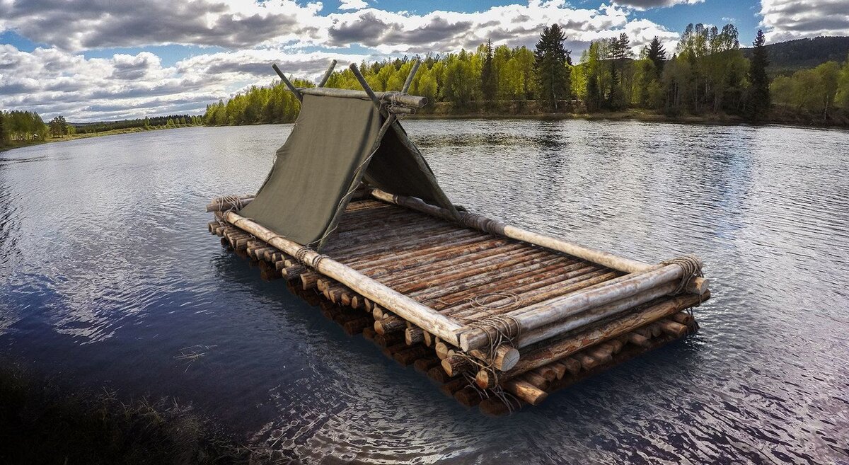 Плот на воде