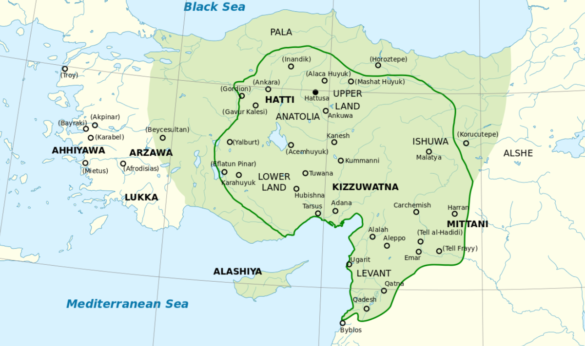 Территория Хеттского царства ок. 1350—1300 до н. э.