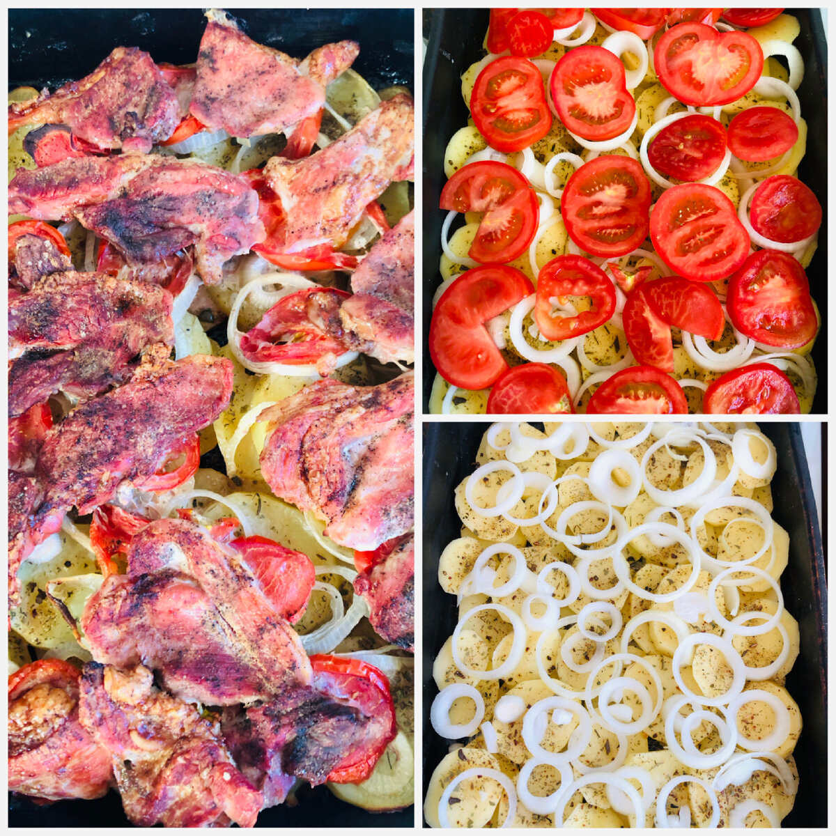 Нямка вкусная картошка 🥔 помидоры 🍅 и мясо 🥩 