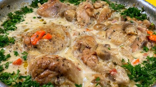 Жареная курица на сковороде — с корочкой и чесноком