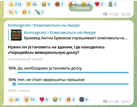 Результаты опроса о необходимости установки мемориальной доски жертвам «Чародейки»