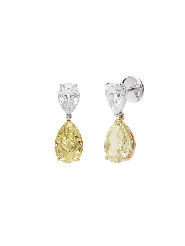 Серьги Mercury Classic﻿ из белого и желтого золота с прозрачными и желтыми бриллиантами
