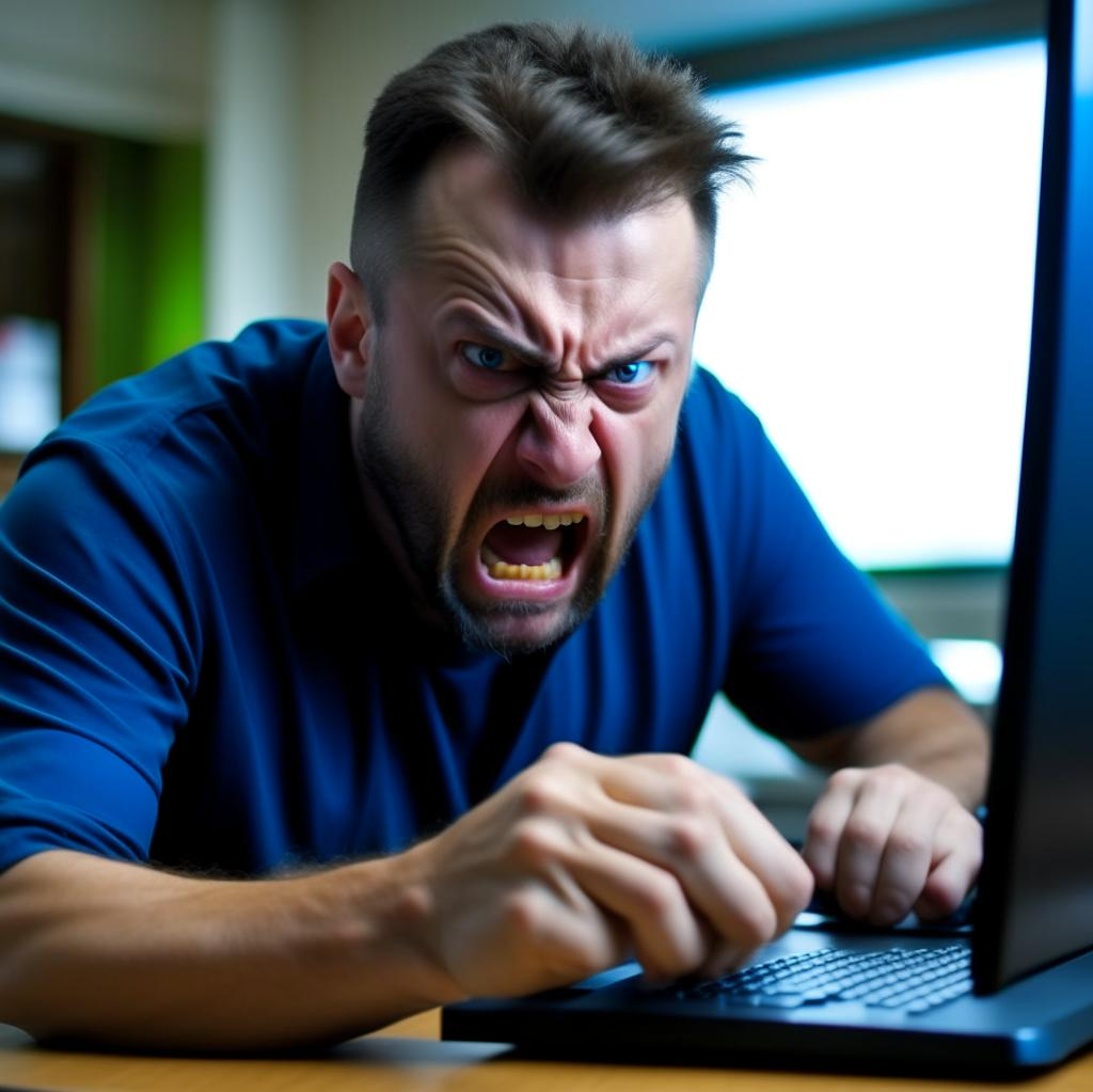 Злобный хейтер, как его видит нейросеть Кандинский 2.1 