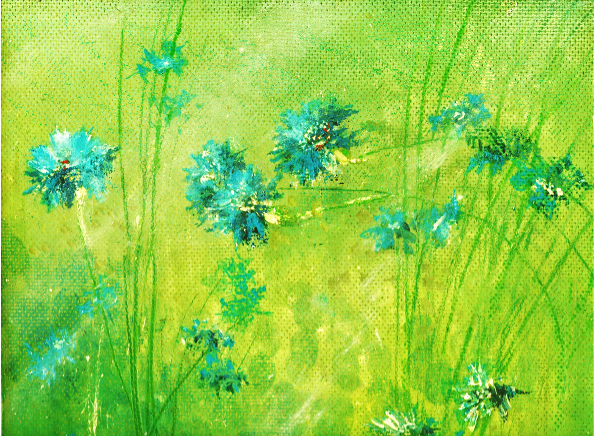 Александр Алексичев. Васильки. Х/м, 30х40 см. 1989 год. Частная коллекция.