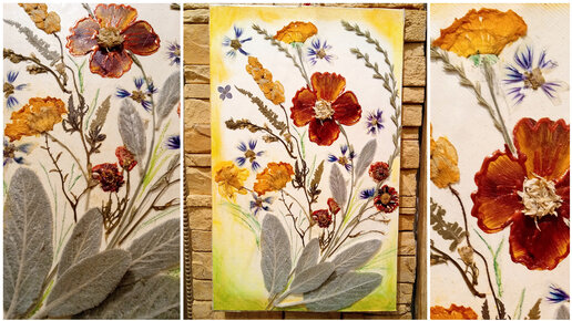 Картина из сухоцветов своими руками. Ошибана. Интерьерная картина из сухих цветов. Панно