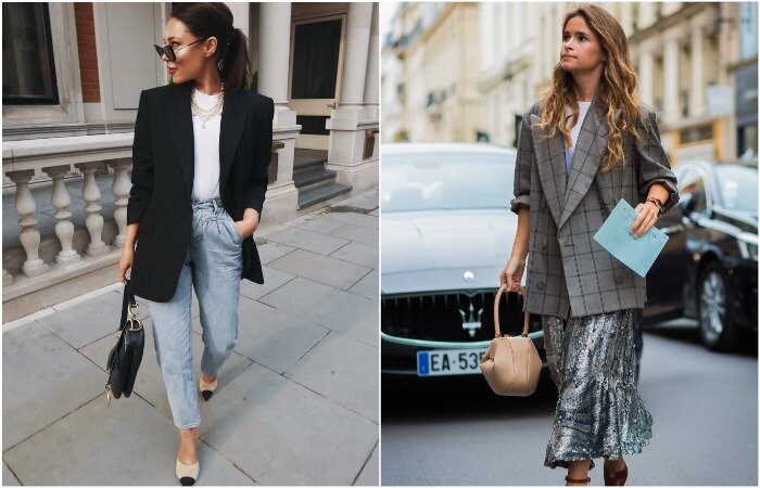 Пиджак может быть однотонным или с принтом