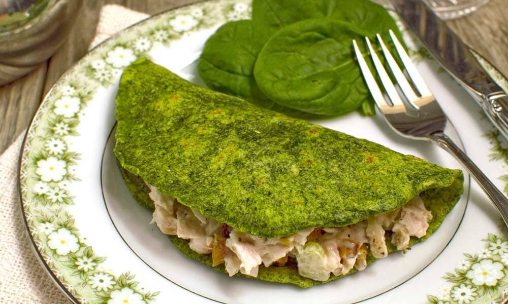 Пример моего завтрака: овсяно-шпинатная тортилья с курицей