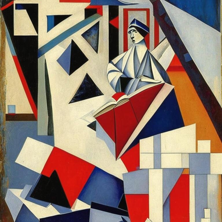 Изображение нарисовала нейросеть ruDELLE в стилистике художницы-авангардистки Натальи Гончаровой.