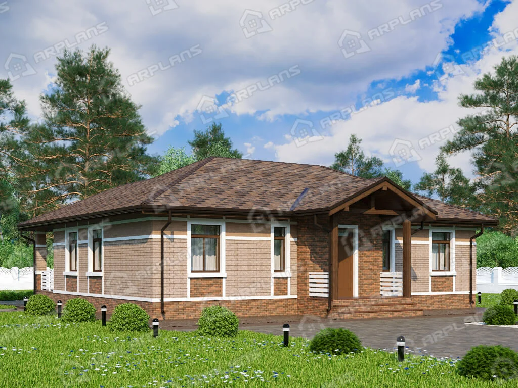 Фото 1 одноэтажного дома из газобетона. Источник arplans.ru Проект К-313