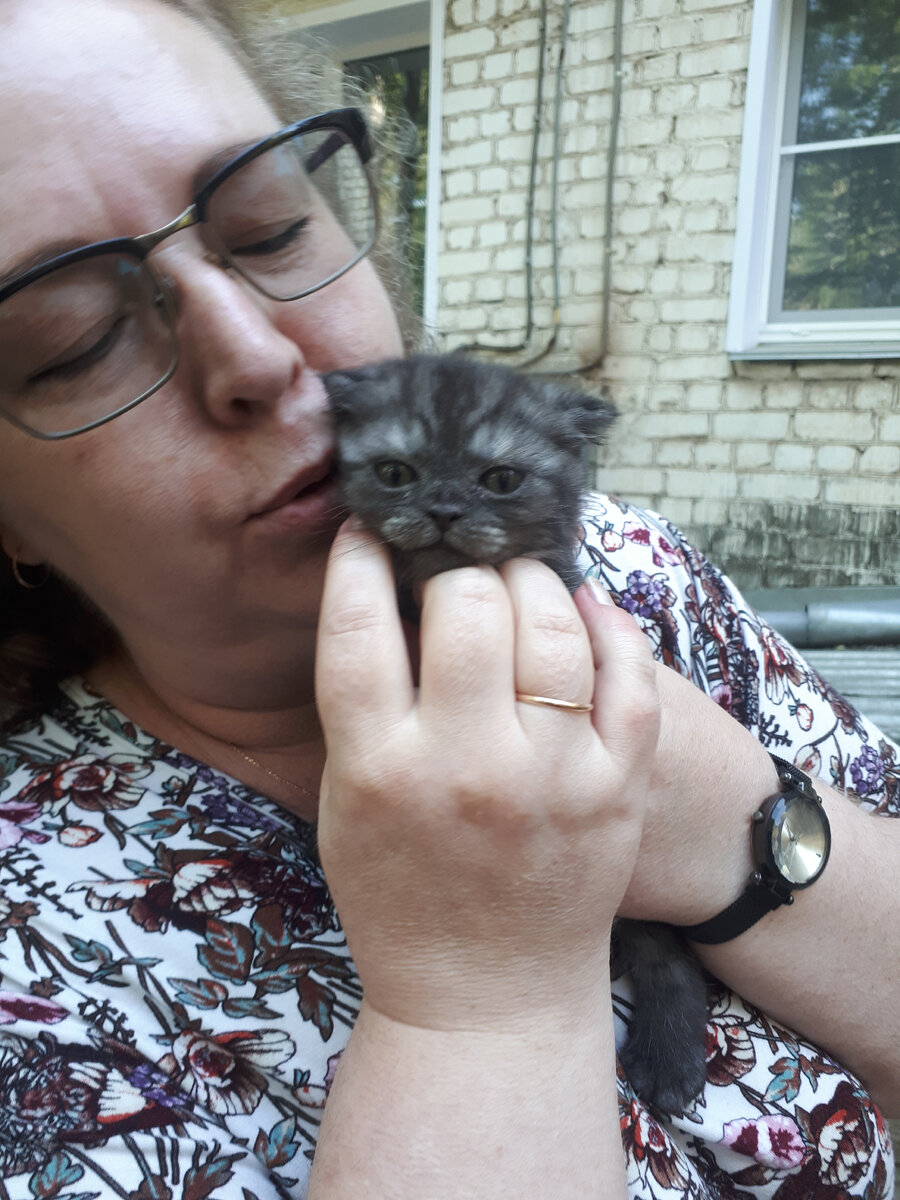 В момент забирания котенка себе!