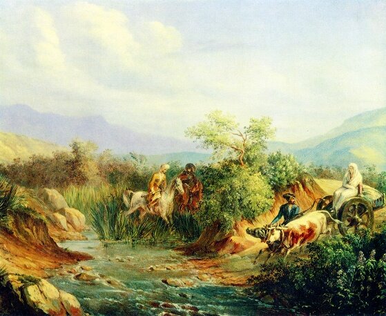 М.Ю. Лермонтов. Нападение. Сцена из кавказской жизни, масло, 1837.