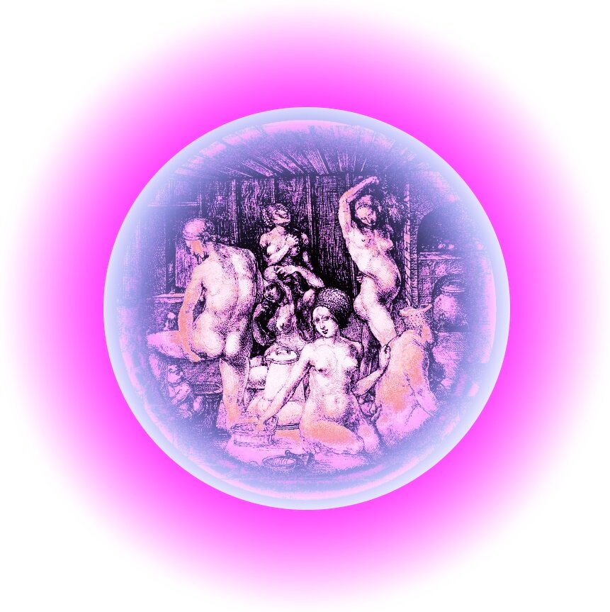 Авторская фотоинсталляция - гравюра Альбрехта Дюрера "В женской бане" и стихи