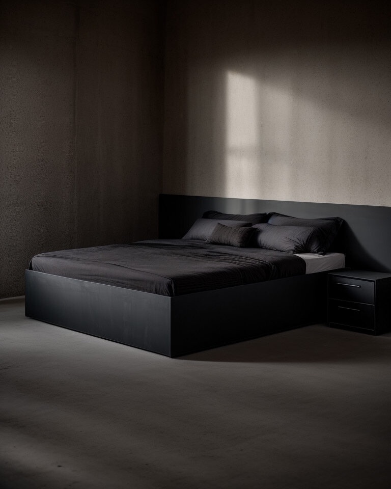 Черная кровать в интерьере спальни (75 фото)