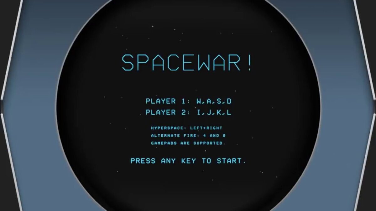 Заставка игры Spacewar. Фото из открытых источников.