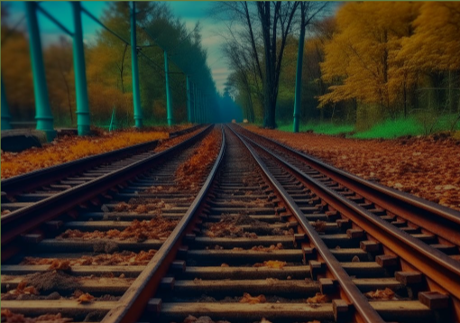 Изображение рельсов, сгенерированное через нейросеть
