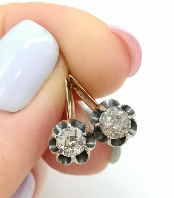 Антикварные Серьги 56 проба Бриллианты Экспертиза МГУ