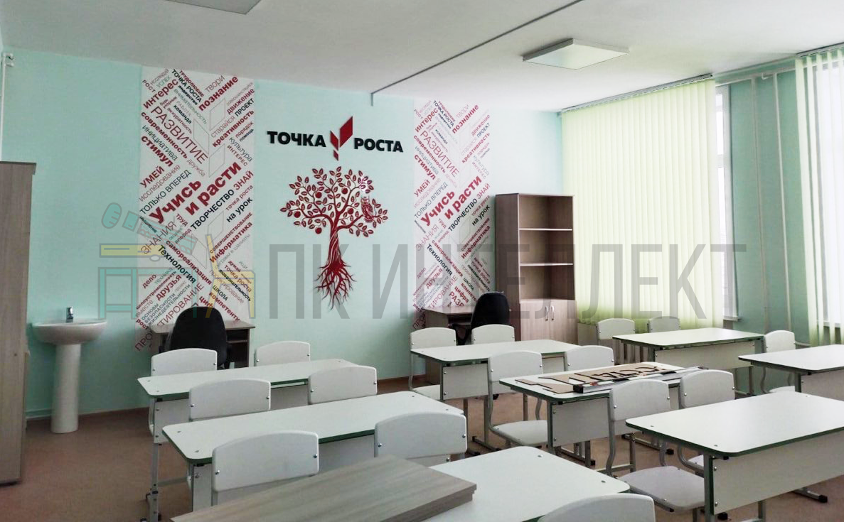 Кабинет в пастельных тонах с яркими акцентами и спокойной мебелью