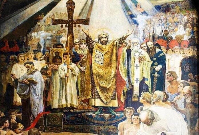 
Крещение Руси. Худ. В.М. Васнецов. 1885 – 1896 гг. (Источник: https://hislav.admin-smolensk.ru/files/198/106694.jpg)