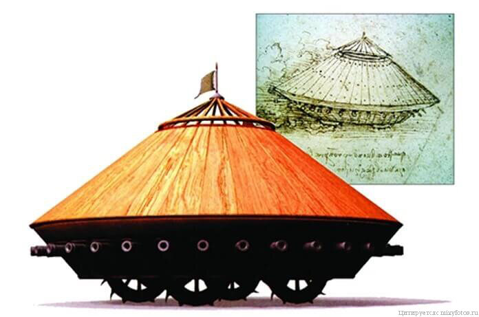 Наверное, самая известная зарисовка Леонардо - танк