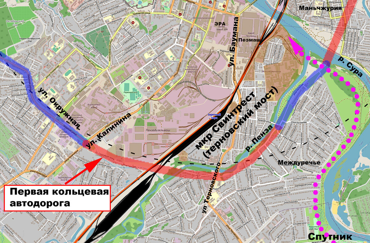 Глава 47 Внутренняя кольцевая автодорога Пензы (первое кольцо). Варианты  реализации и причины выбора маршрута | Генеральный план Пензы для Пензы |  Дзен