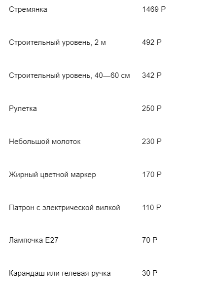 Рисунок 2. Список инструментов.