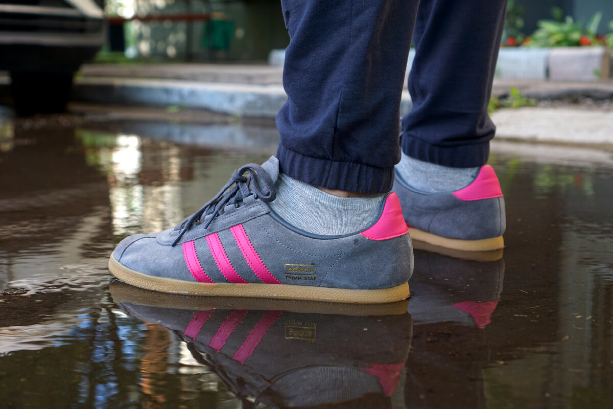 Adidas trimm star store grey and pink