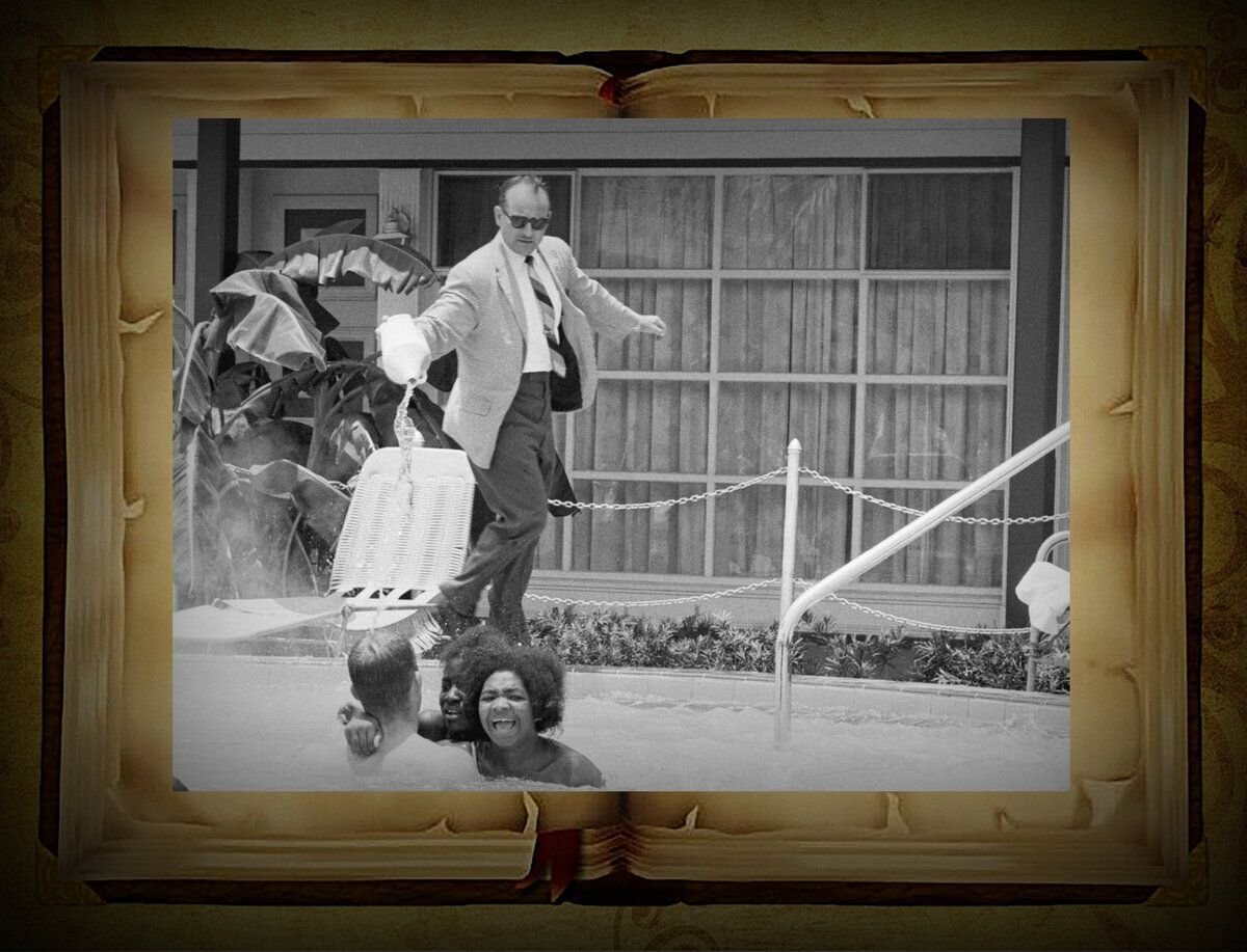 Снимок изменивший права черных в США при каких обстоятельствах было сделано  фото, на котором мужчина льет кислоту в бассейн | Николь Герасимова | Дзен