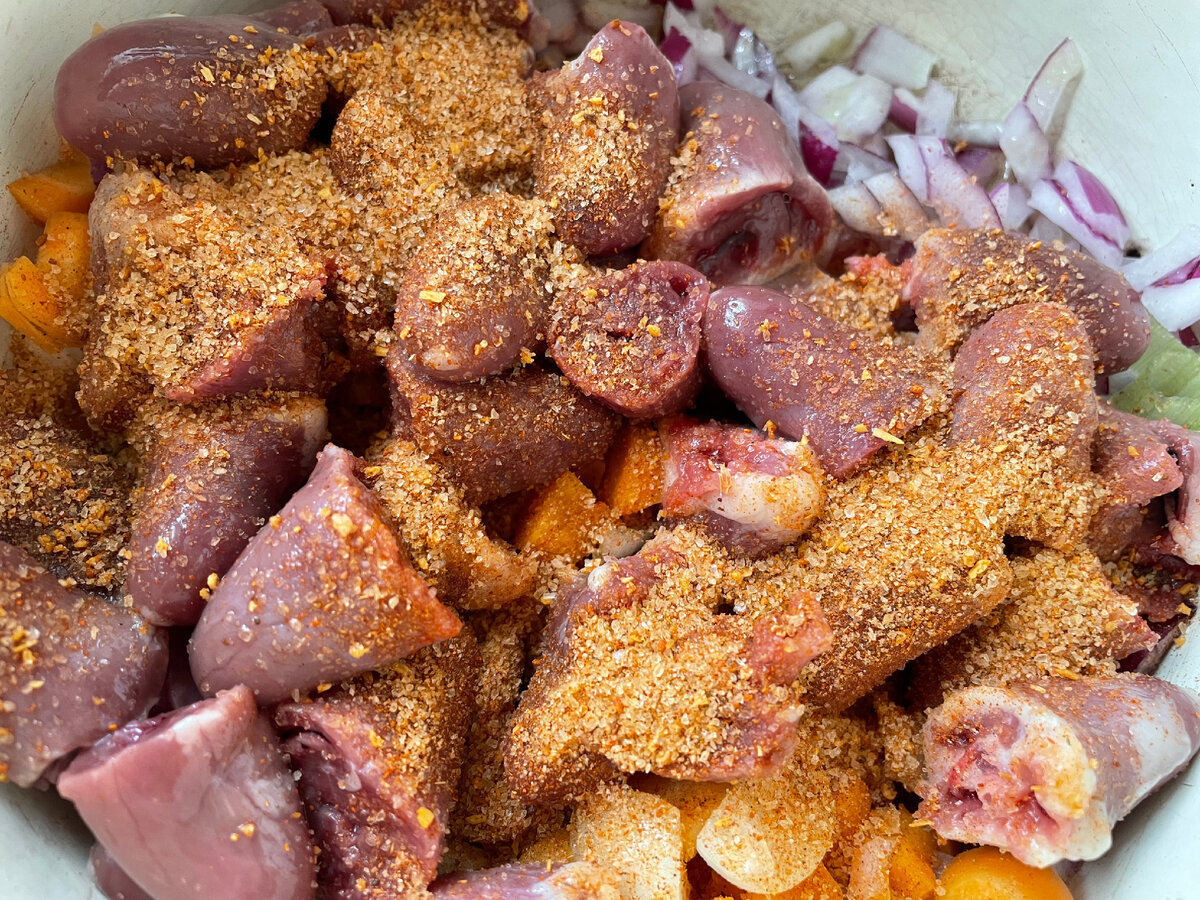 Куриные сердечки со специями