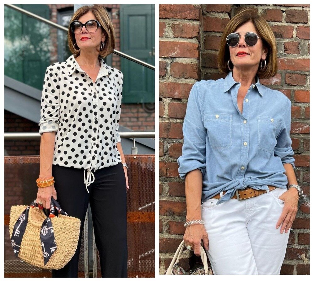 Фото 1, 2 - классные повседневные образы для дам 50+