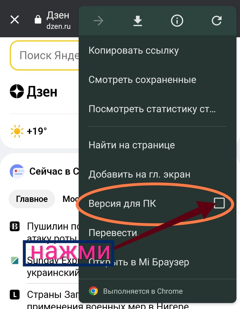 Открой вкладку дзен