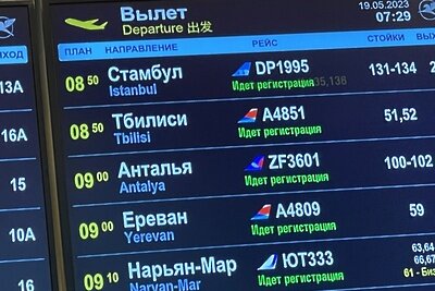   Табло вылетов в аэропорту Внуково в Москве ©Валерий Мельников РИА Новости