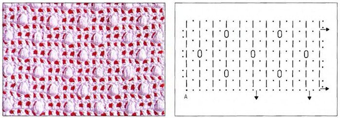 Узоры с шишечками крючком со схемами