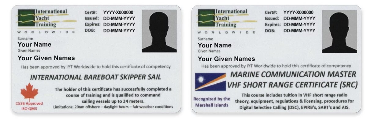 *пример лицензии IYT bareboat skipper