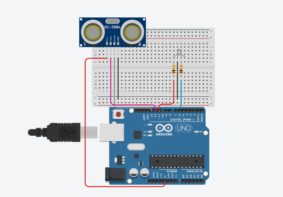 Схема измерителя расстояния на Arduino.