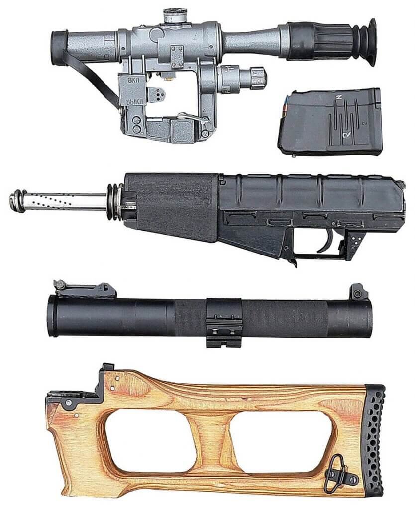 Для обеспечения удобства и скрытности при транспортировке, ВСС «Винторез» может быть быстро разобрана/собрана на части для компактной укладки