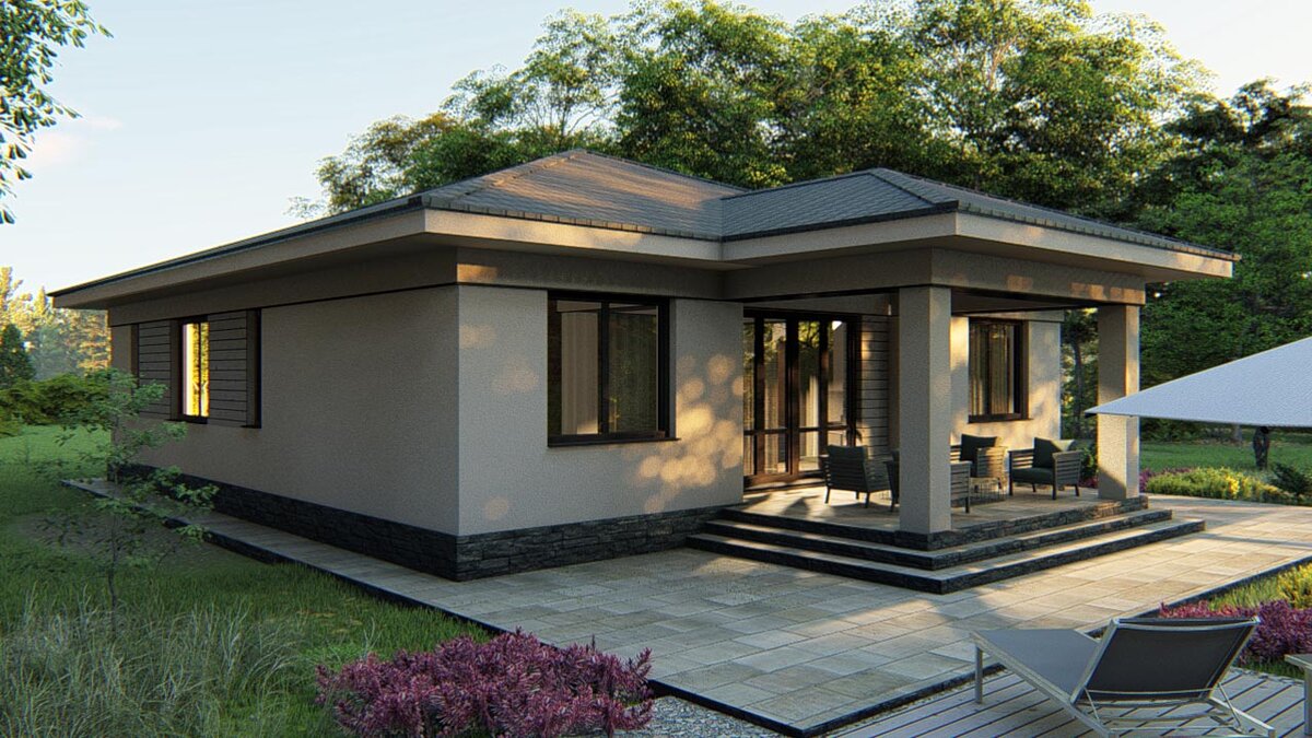 Архитектура дома современна, лаконична и непритязательна