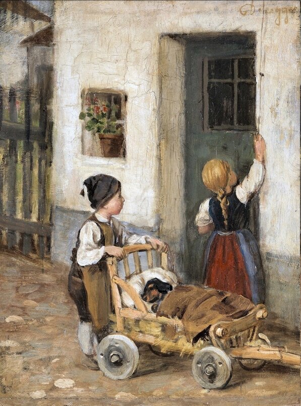 "Больная такса" Франца Дефреггера  На картине художника Франца Дефреггера (1890 г.) изображено трое друзей, один из которых заболел.