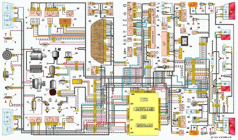 Электросхема ЭСУД автомобиля ВАЗ с двигателем , контроллер Январь 