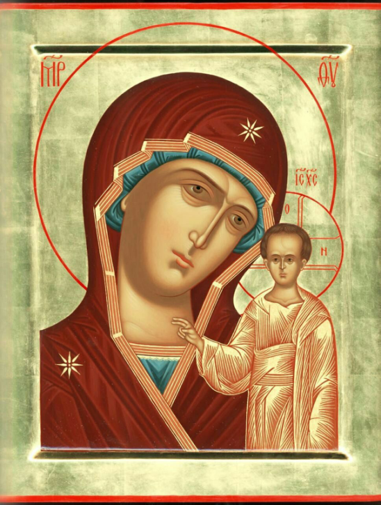 Иконописное изображение Пресвятой Богородицы в честь Ея Образа "Казанская" взято из открытых источников