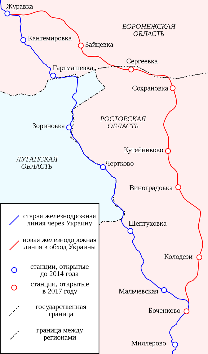Карта железной дороги в обход Украины