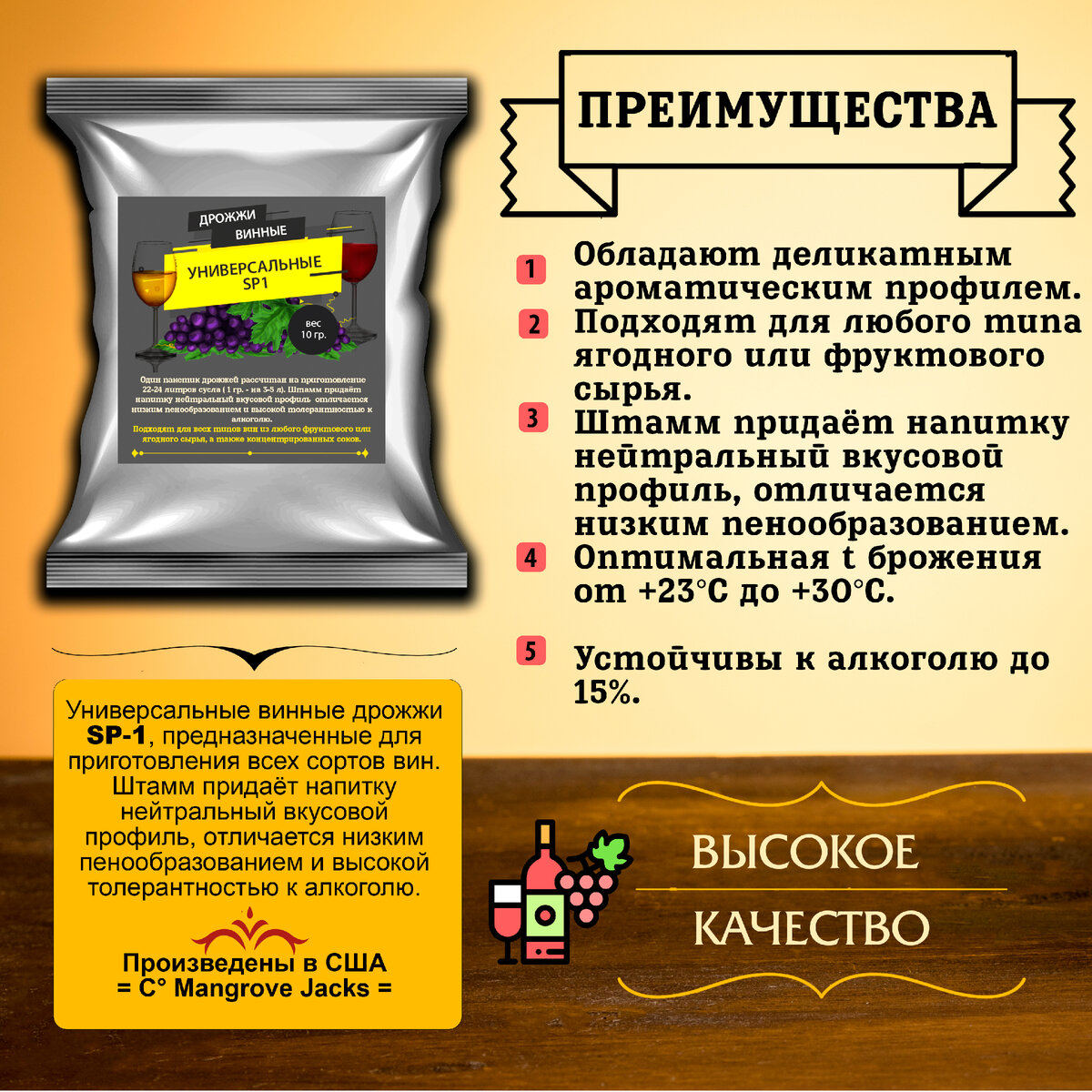 Преимущества универсальных винных дрожжей и их характеристики. 