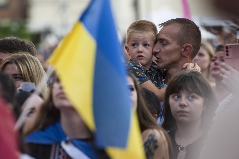    Украинские беженцы на митинге в Варшаве. GLOBAL LOOK PRESS