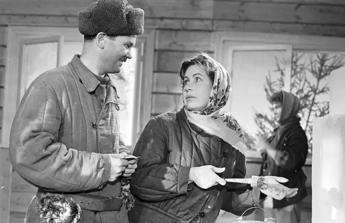 В фильме "Девчата", 1961 год