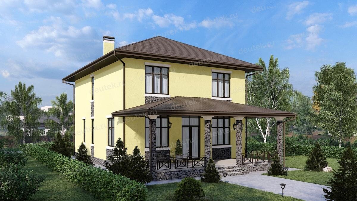 Проект двухэтажного дома 203 м2 с террасой - DTE-184