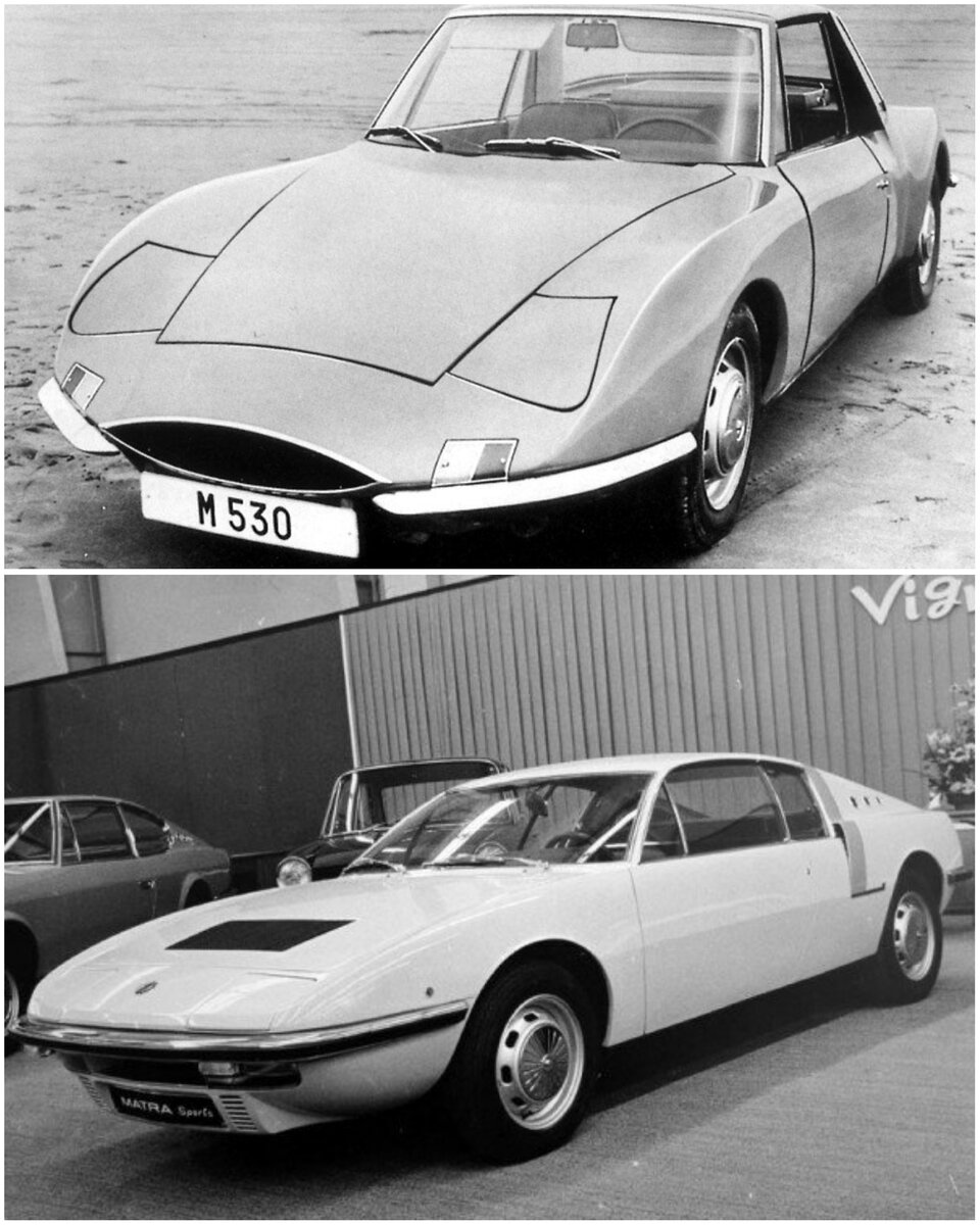 Рис. 2. Фотографии автомобилей: Matra M530 (сверху) и прототип Matra 530 Vignale (снизу)
