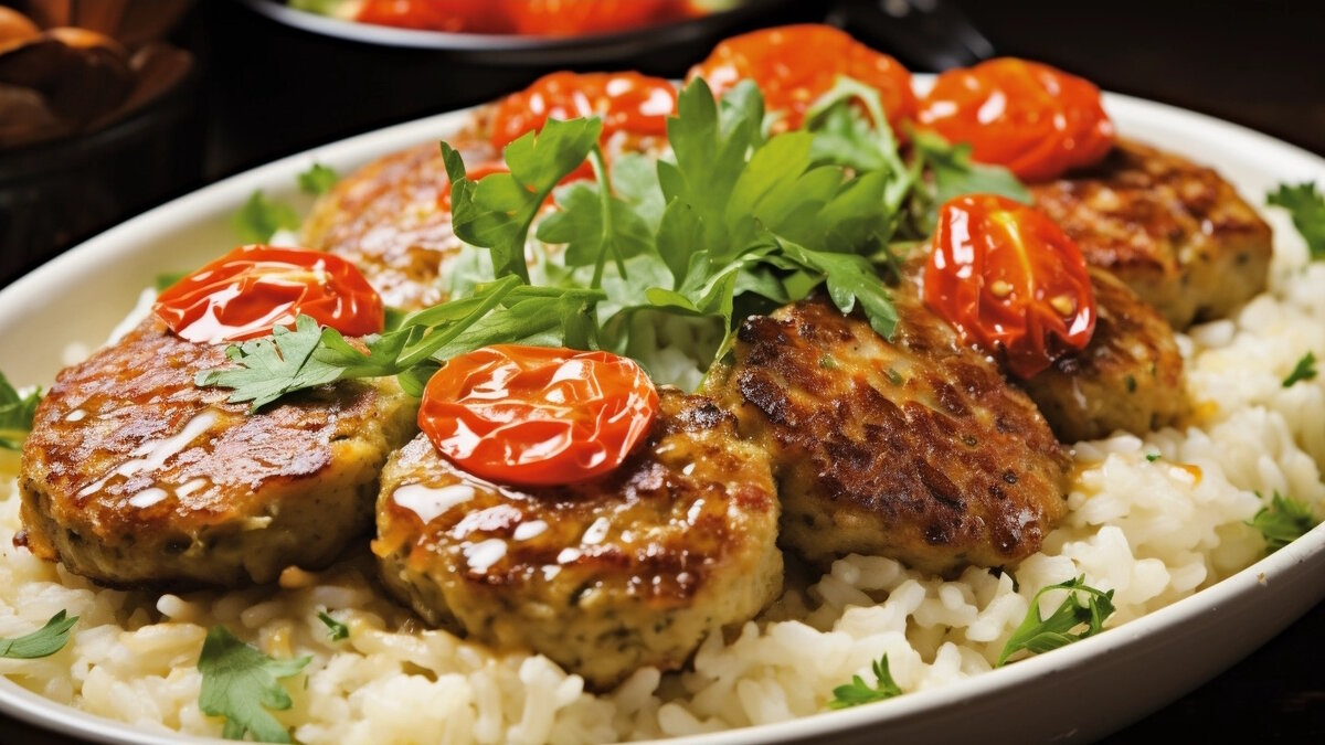    Котлеты из чечевицы с рисом и помидорами