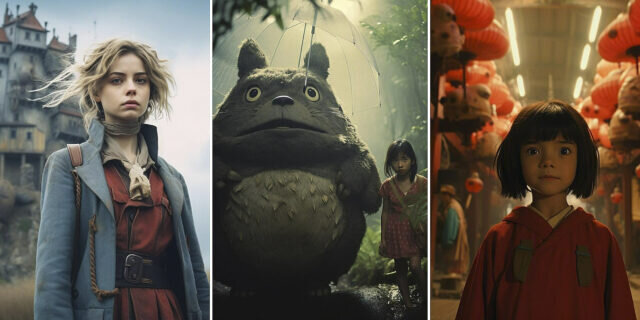 Несколько пользователей Reddit решили узнать, как могли бы выглядеть фильмы по анимационным картинам японской студии Ghibli. Для этого они использовали нейросеть Midjourney, которая показала знакомых персонажей в кинематографическом стиле. Многие получились просто отлично. Вот лучшие работы из двух публикаций.