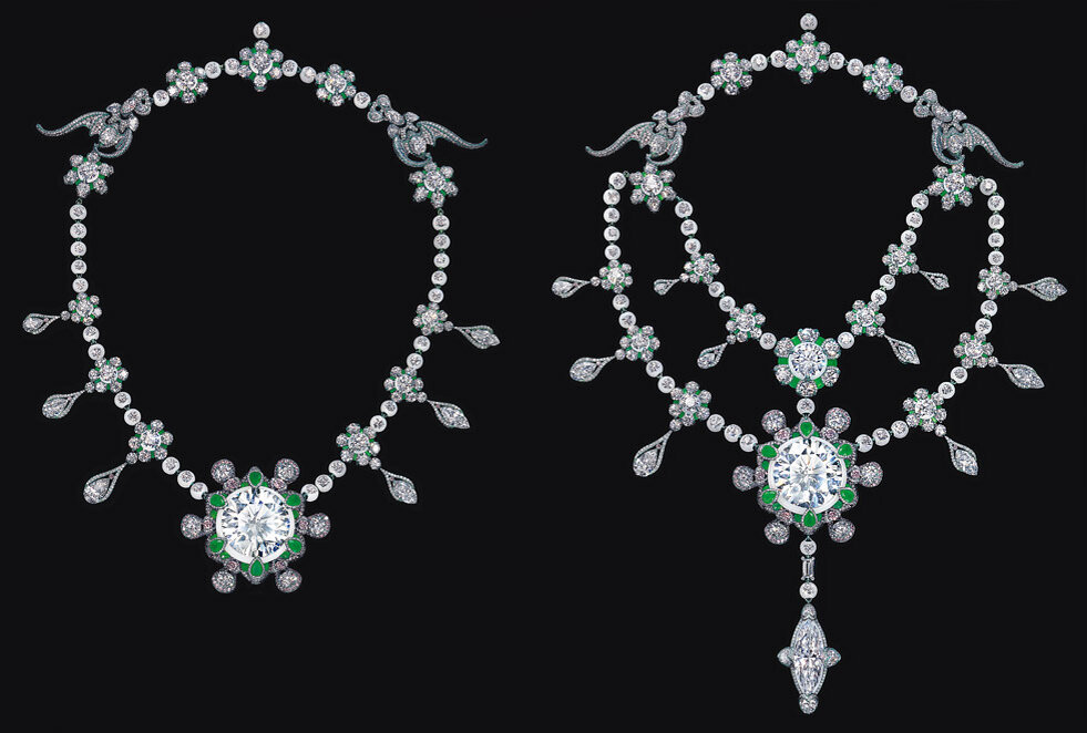 Варианты, как можно носить колье. 